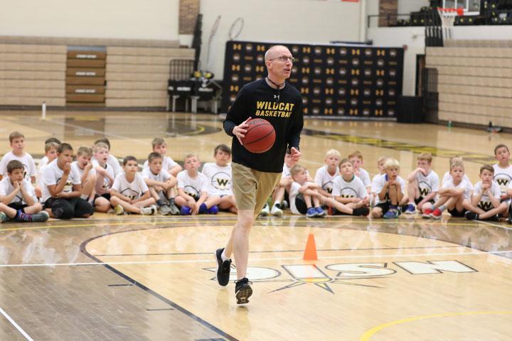 Young athletes participate in a WSC boy's basketball camp.