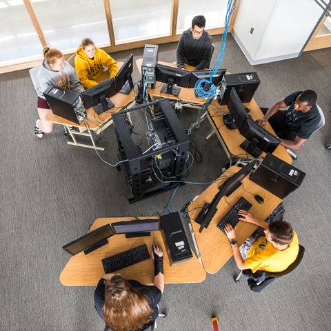 A networking pod in the Networking Lab at the Center for Applied Technology