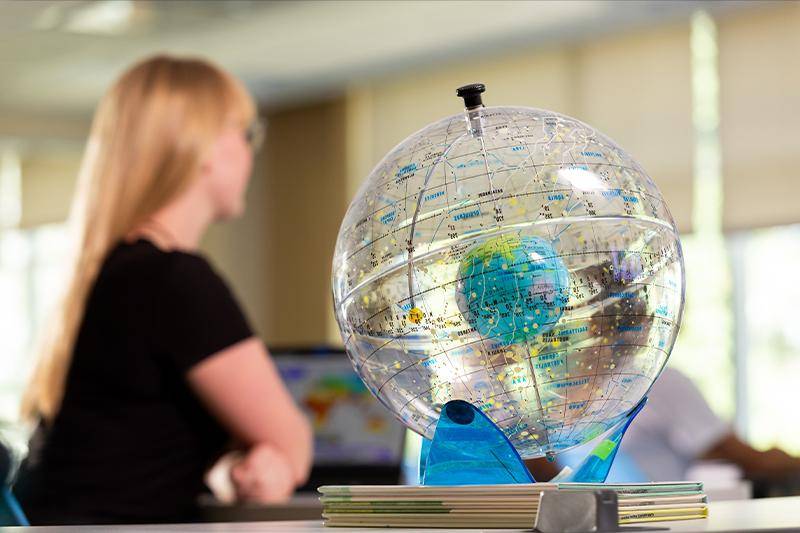 A student sits in a geography class