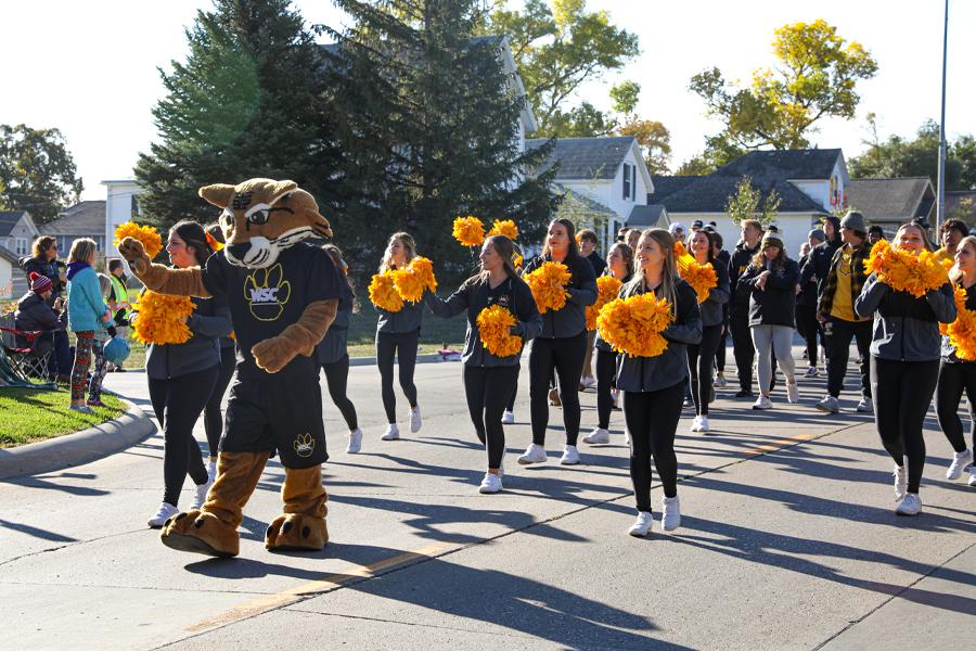 The WSC homecoming parade on Main St. in Wayne